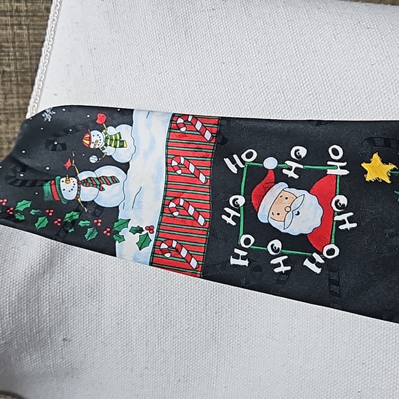 Christmas ho ho santa snowman men's tie - Picture 3 of 4